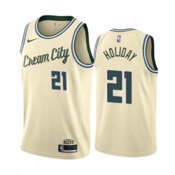Men's Milwaukee Bucks Jrue Holiday #21 Nike White Cream Swingman Jersey - City Edition Men's Milwaukee Bucks Jrue Holiday #21 Nike White Cream Swingman Jersey - City Edition