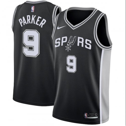 Men's San Antonio Spurs Tony Parker #9 Nike Black 2020/21 Swingman Jersey - Icon Edition