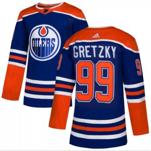 Men's Edmonton Oilers  Wayne Gretzky #99 adidas Royal Alternate Authentic Jersey