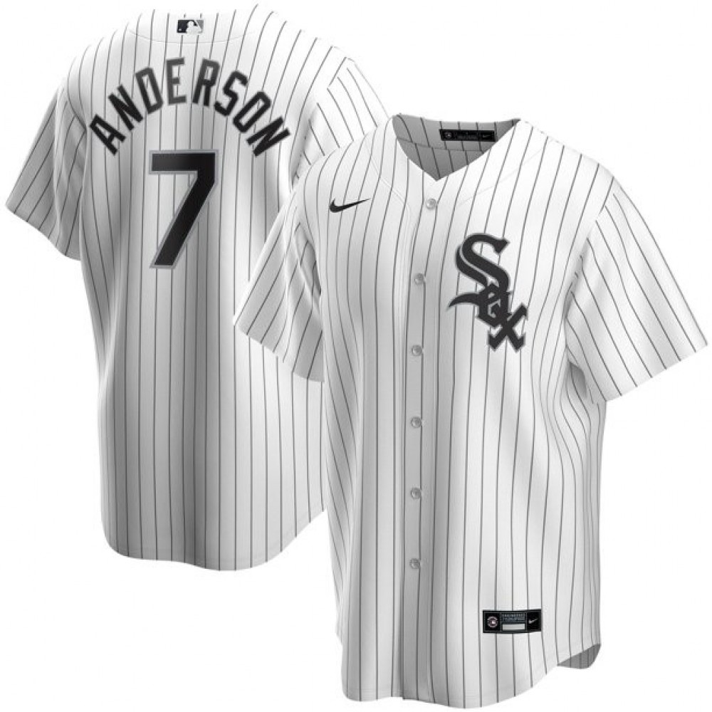 Men''s Chicago White Sox Tim Anderson #7 Nike White&Royal Home 2020 Jersey