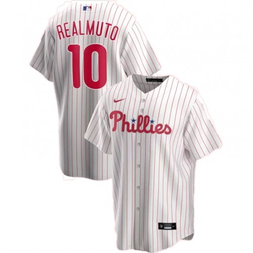 Men's Philadelphia Phillies J. T. Realmuto #10 Nike White&Red Home 2020 Jersey