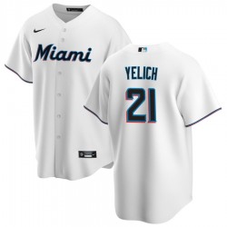 Men's Miami Marlins Christian Yelich #21 Nike White Home 2020 Jersey Men's Miami Marlins Christian Yelich #21 Nike White Home 2020 Jersey