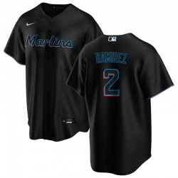 Men's Miami Marlins Harold Ramirez #2 Nike Black Alternate 2020 Jersey Men's Miami Marlins Harold Ramirez #2 Nike Black Alternate 2020 Jersey