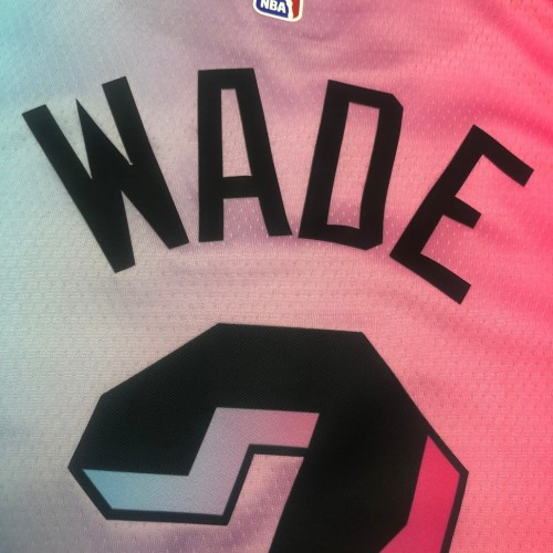 Men's Miami Heat Dwyane Wade #3 Blue&Pink 20/21 Swingman Jersey - City Edition