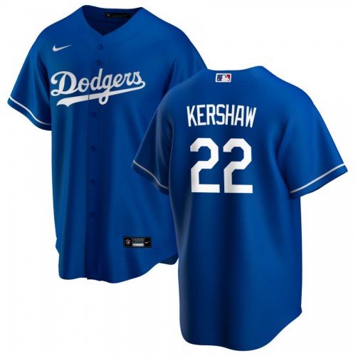Men's Los Angeles Dodgers Clayton Kershaw #22 Nike Royal Alternate 2020 Jersey