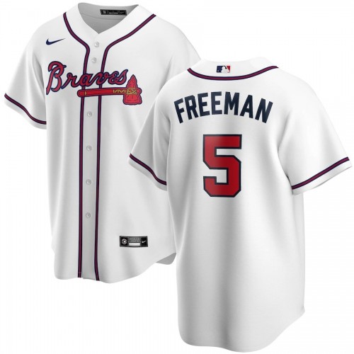 Men's Atlanta Braves Freddie Freeman #5 White Home 2020 Player Jersey