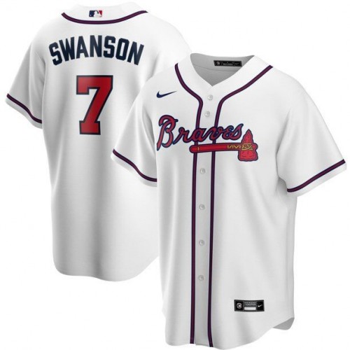 Men's Atlanta Braves  Dansby Swanson #7 White Home 2020 Player Jersey