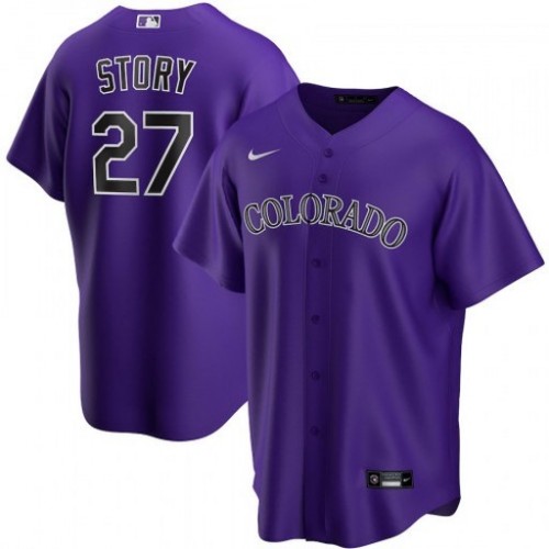 Men's Colorado Rockies Trevor Story #27 Nike Purple 2020 Alternate Jersey