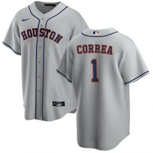 Men's Houston Astros Carlos Correa #1 Nike Gray Road Home 2020 Jersey