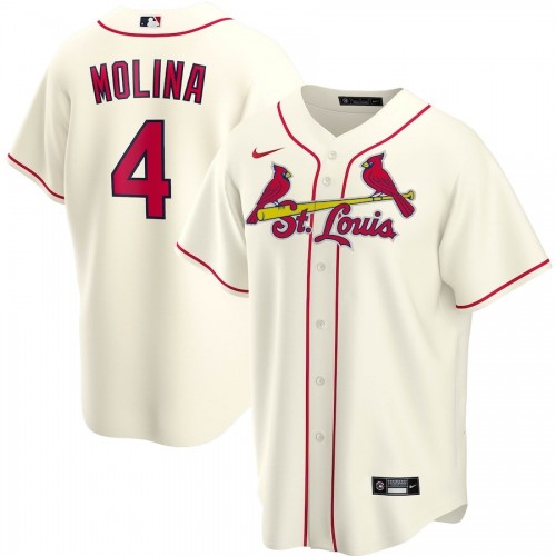 Men's St. Louis Cardinals Yadier Molina #4 Nike Cream Alternate 2020 Jersey