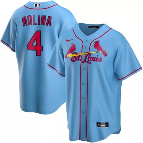 Men's St. Louis Cardinals Yadier Molina #4 Nike Light Blue Alternate 2020 Jersey