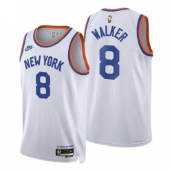 Men's New York Knicks Kemba Walker #8 White 2021/22 Swingman Jersey - Classic Edition
