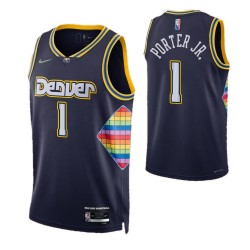 Men's Denver Nuggets Porter Jr #1 Nike Navy 2021/22 Swingman NBA Jersey - City Edition Men's Denver Nuggets Porter Jr #1 Nike Navy 2021/22 Swingman NBA Jersey - City Edition