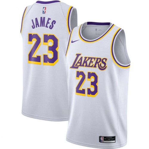 Men's Los Angeles Lakers LeBron James #23 White Swingman Jersey - Association Edition