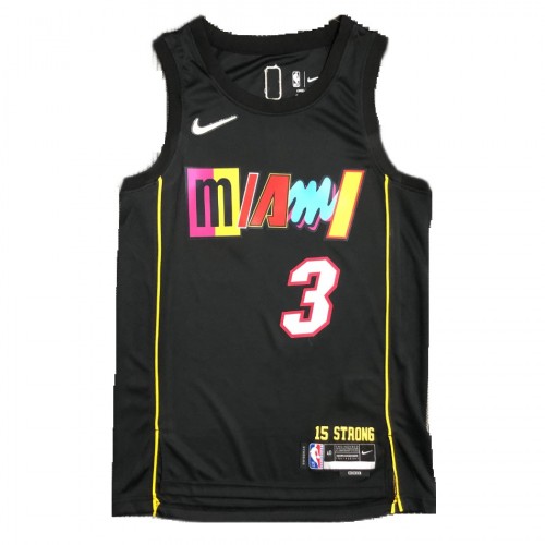 Men's Miami Heat Dwyane Wade #3 Nike Black 2021/22 Swingman Jersey - City Edition