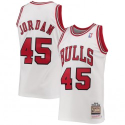 Men's Chicago Bulls Michael Jordan #45 Throwback White 1994-95 Hardwood Classics Player Jersey