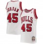 Men's Chicago Bulls Michael Jordan #45 Throwback Mitchell & Ness White 1994-95 Hardwood Classics Player Jersey