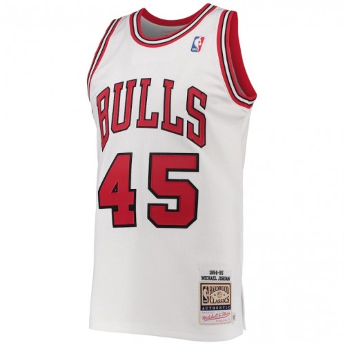 Men's Chicago Bulls Michael Jordan #45 Throwback Mitchell & Ness White 1994-95 Hardwood Classics Player Jersey