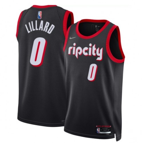 Men's Portland Trail Blazers Damian Lillard #0 Nike Black 2021/22 Swingman NBA Jersey - City Edition