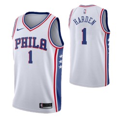 Men's Philadelphia 76ers James Harden #1 Nike White Swingman Jersey - Association Edition Men's Philadelphia 76ers James Harden #1 Nike White Swingman Jersey - Association Edition
