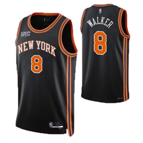 Men's New York Knicks Kemba Walker #8 Nike Black 2021/22 Swingman NBA Jersey - City Edition