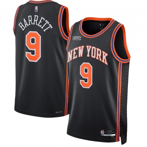 Men's New York Knicks RJ Barrett #9 Nike Black 2021/22 Swingman NBA Jersey - City Edition