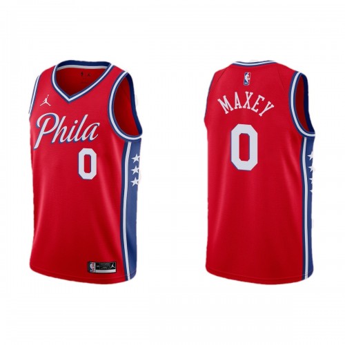 Men's Philadelphia 76ers Tyrese Maxey #0 Jordan Red Swingman NBA Jersey - Icon Edition