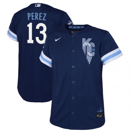 Salvador Perez Kansas City Royals Nike Youth 2022 City Connect Replica Player Jersey - Navy