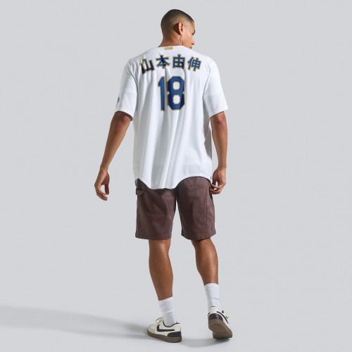 Yoshinobu Yamamoto Los Angeles Dodgers Nike 2026 Gold Collection Kanji Stadium Jersey - White