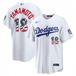 Yoshinobu Yamamoto Los Angeles Dodgers Nike USA 250 Fourth of July Home Stadium Jersey - White