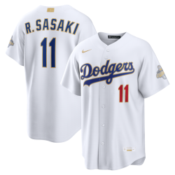 Roki Sasaki Los Angeles Dodgers Nike 2026 Gold Collection Stadium Jersey - White Roki Sasaki Los Angeles Dodgers Nike 2026 Gold Collection Stadium Jersey - White