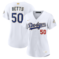 Mookie Betts Los Angeles Dodgers Nike Women's 2026 Gold Collection Stadium Jersey - White Mookie Betts Los Angeles Dodgers Nike Women's 2026 Gold Collection Stadium Jersey - White