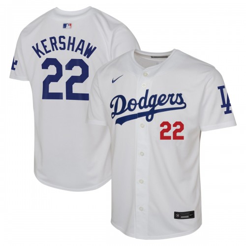 Clayton Kershaw Los Angeles Dodgers Nike Youth Home Limited Jersey – White