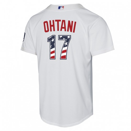 Shohei Ohtani Los Angeles Dodgers Nike Youth USA 250 Fourth of July Home Replica Jersey - White Shohei Ohtani Los Angeles Dodgers Nike Youth USA 250 Fourth of July Home Replica Jersey - White