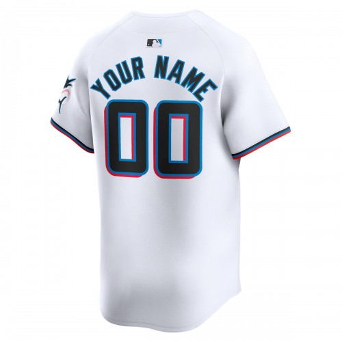 Miami Marlins Nike Home Limited Custom Jersey - White