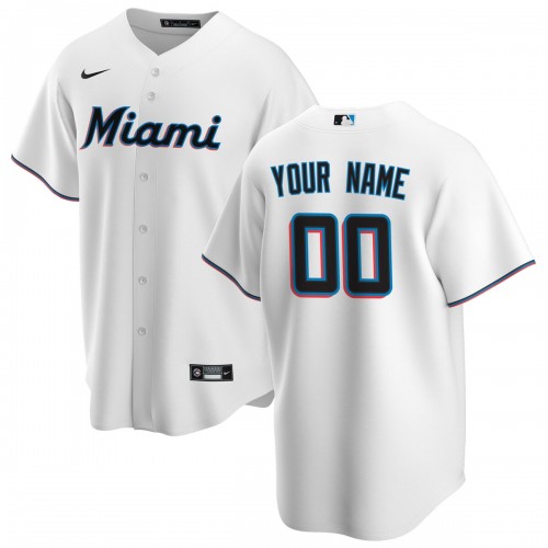 Miami Marlins Nike Home Replica Custom Jersey - White