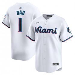 Miami Marlins Nike #1 Dad Home Limited Jersey - White Miami Marlins Nike #1 Dad Home Limited Jersey - White