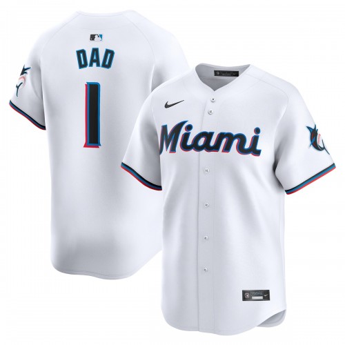 Miami Marlins Nike #1 Dad Home Limited Jersey - White