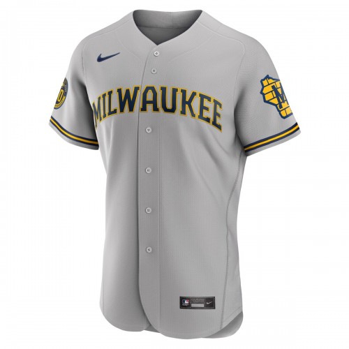 Christian Yelich Milwaukee Brewers Nike Road Authentic Player Jersey - Gray Christian Yelich Milwaukee Brewers Nike Road Authentic Player Jersey - Gray