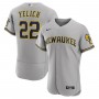Christian Yelich Milwaukee Brewers Nike Road Authentic Player Logo Jersey - Gray