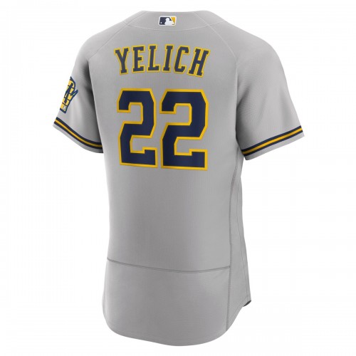 Christian Yelich Milwaukee Brewers Nike Road Authentic Player Logo Jersey - Gray