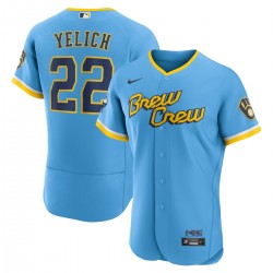 Christian Yelich Milwaukee Brewers Nike 2022 City Connect Authentic Player Jersey - Powder Blue
