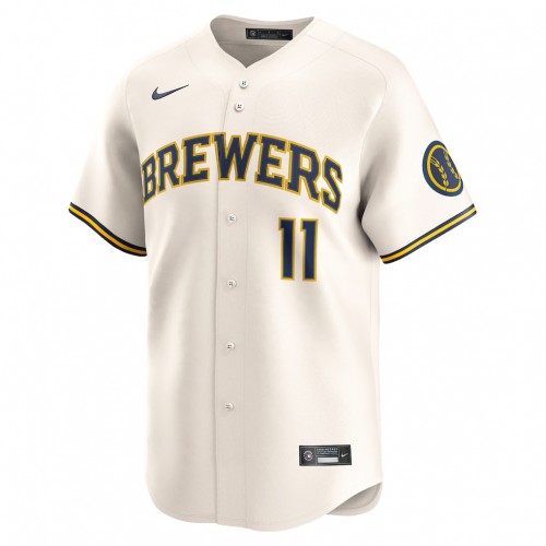 Jackson Chourio Milwaukee Brewers Nike Home Limited Jersey - Cream Jackson Chourio Milwaukee Brewers Nike Home Limited Jersey - Cream
