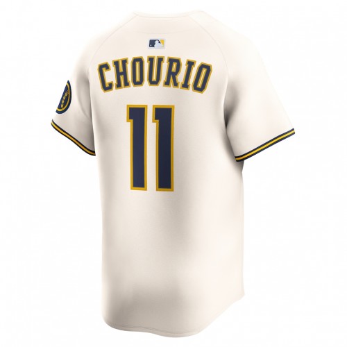 Jackson Chourio Milwaukee Brewers Nike Home Limited Jersey - Cream Jackson Chourio Milwaukee Brewers Nike Home Limited Jersey - Cream