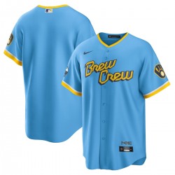 Milwaukee Brewers Nike 2022 City Connect Replica Team Jersey - Powder Blue Milwaukee Brewers Nike 2022 City Connect Replica Team Jersey - Powder Blue