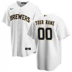 Milwaukee Brewers Nike Alternate Replica Custom Jersey - White Milwaukee Brewers Nike Alternate Replica Custom Jersey - White