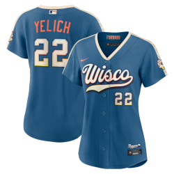 Christian Yelich Milwaukee Brewers Nike Women's 2026 City Connect Stadium Jersey - Mineral Blue Christian Yelich Milwaukee Brewers Nike Women's 2026 City Connect Stadium Jersey - Mineral Blue