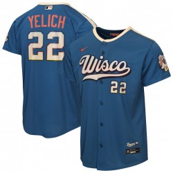 Christian Yelich Milwaukee Brewers Nike Youth 2026 City Connect Stadium Jersey - Mineral Blue Christian Yelich Milwaukee Brewers Nike Youth 2026 City Connect Stadium Jersey - Mineral Blue