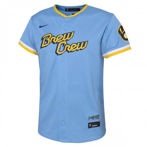 Christian Yelich Milwaukee Brewers Nike Youth 2022 City Connect Replica Player Jersey - Powder Blue
