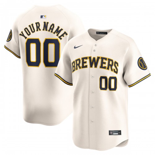 Milwaukee Brewers Nike Youth Home Limited Custom Jersey - Cream